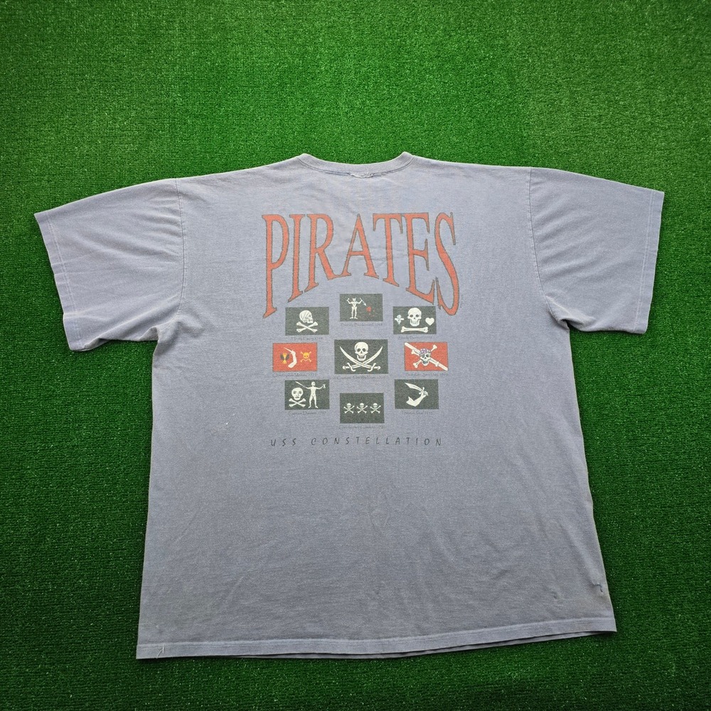 Sea Dog Tshirt Mens 3XL Blue Gray Pirates USS Constellation‎ Graphic Distressed